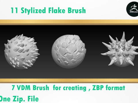 Free Set Flake Brush 3D Model
