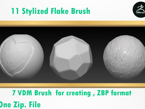 Free Set Flake Brush 3D Model