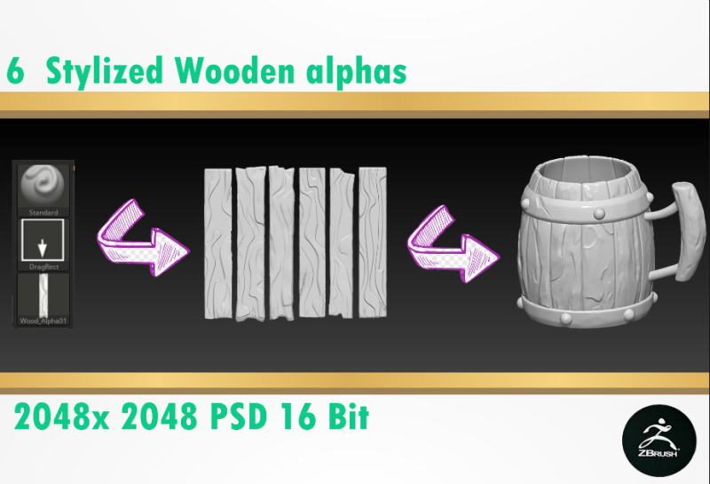Stylized Wood Alphas Model 3D .c4d .max .obj .3ds .fbx .stl .blend 