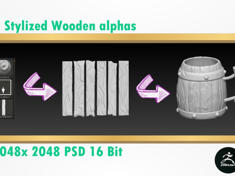 Stylized Wood Alphas 3D Model