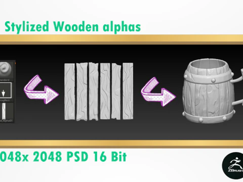 Alfa di legno stilizzati Modello 3D