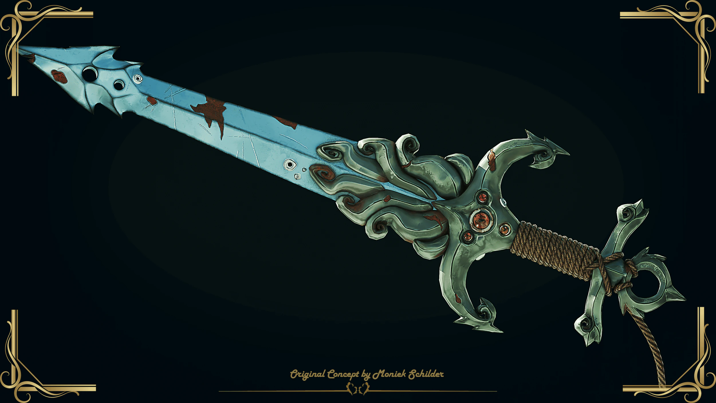 Stylized fantasy sword 3D Model .c4d .max .obj .3ds .fbx .stl .blend 