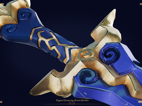 Stylized fantasy sword Model 3D