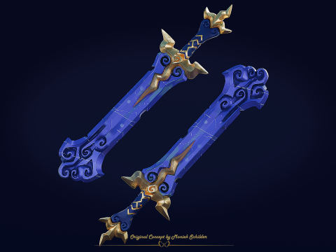 Stylized fantasy sword Model 3D