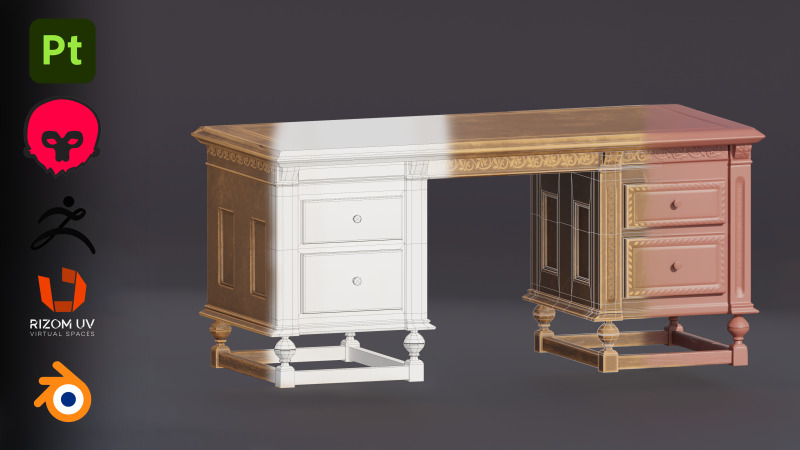 Stylized table 3D Model .c4d .max .obj .3ds .fbx .stl .blend