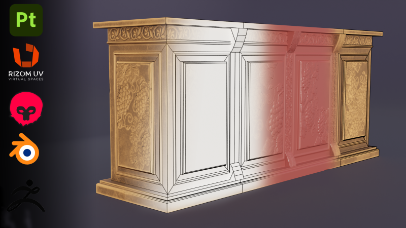 Stylized bar counter 3Dモデル .c4d .max .obj .3ds .fbx .stl .blend 