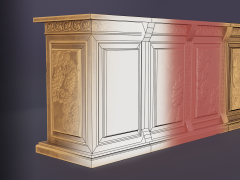 Stylized bar counter 3D मॉडल
