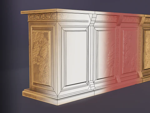 양식화된 바 카운터 3D 모델