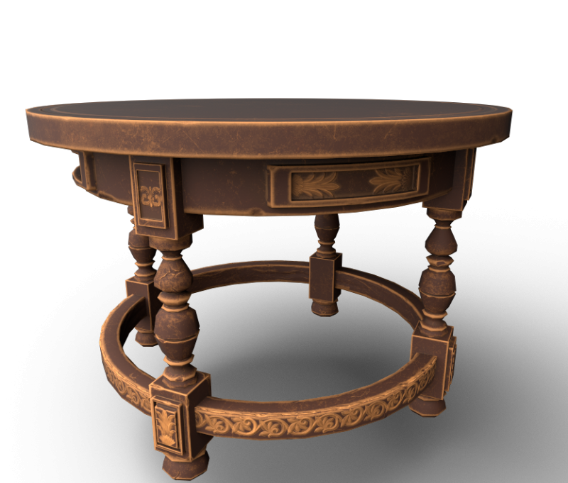 Round Stylized Table 3D Model .c4d .max .obj .3ds .fbx .stl .blend 