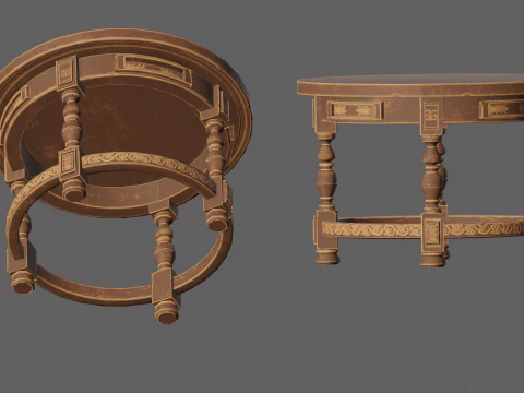 Round Stylized Table 3D Model