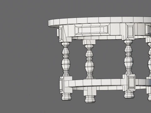 Round Stylized Table 3D Model