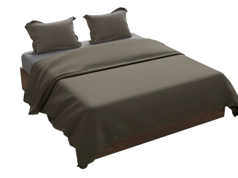 Tempat Tidur Ganda Berlapis Model 3D