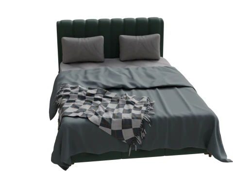 Двуспальная кровать с мягкой обивкой 3D Модель