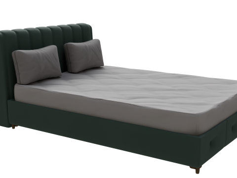 Upholstered Double Bed Modelo 3D