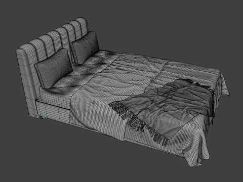 Upholstered Double Bed Modelo 3D