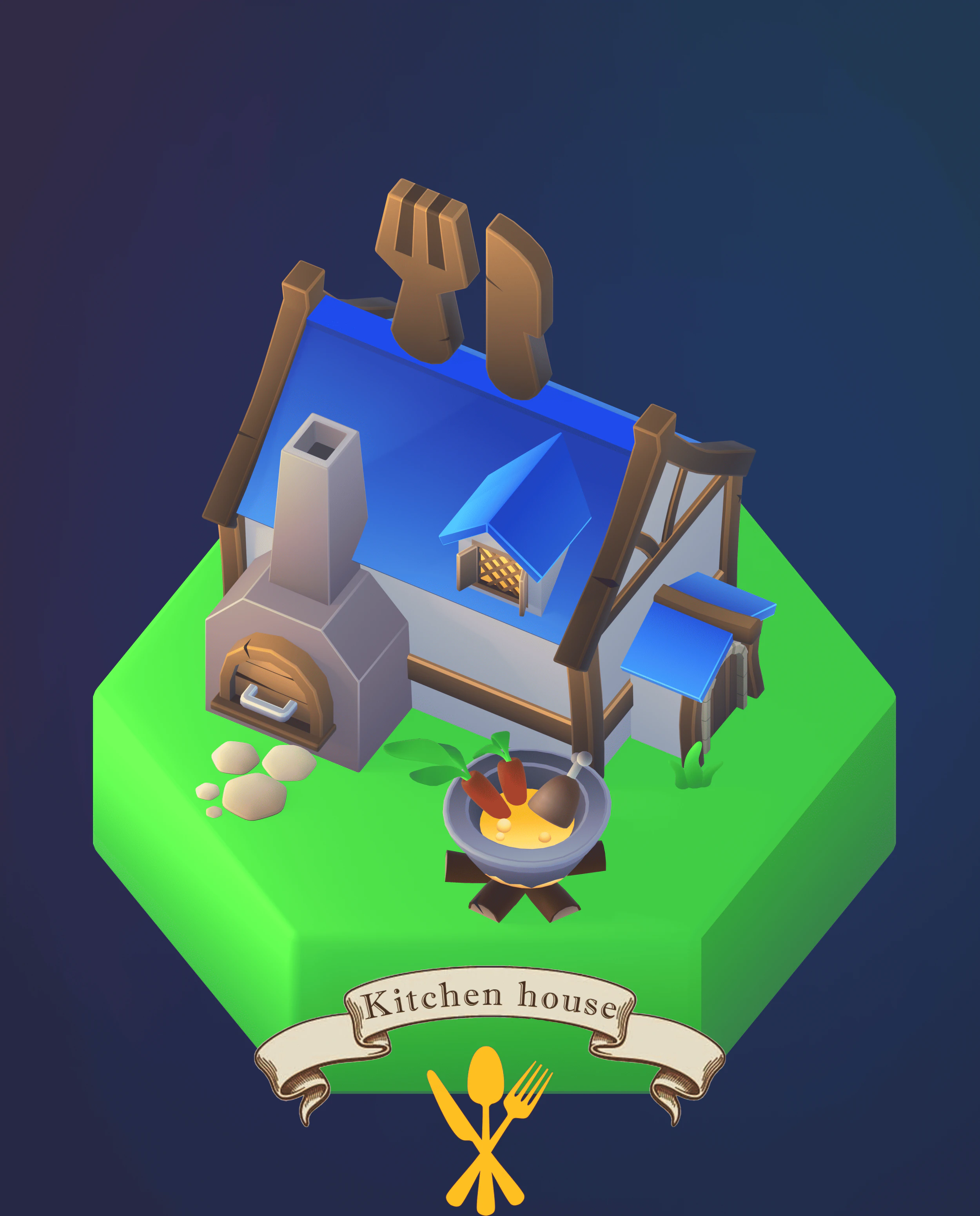 Stylized fantasy village 3D Model .c4d .max .obj .3ds .fbx .stl .blend 