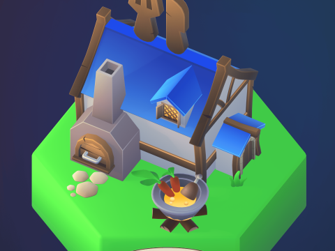 Stylized fantasy village Model 3D