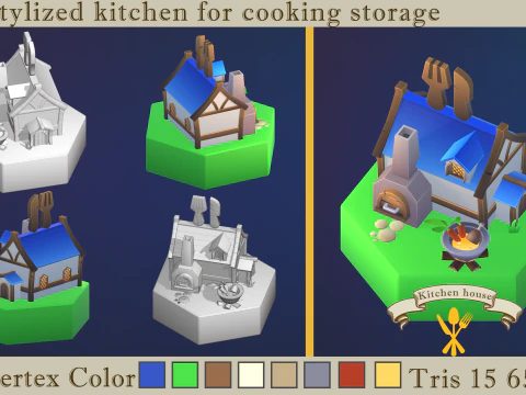 Stylized fantasy village 3D Model