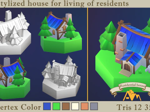 Stylized fantasy village 3D Model