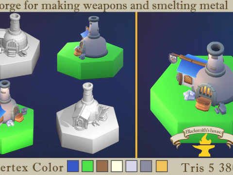 Stylized fantasy village 3D Model