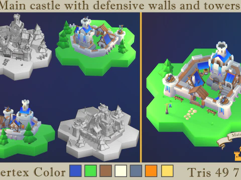 Stylized fantasy village 3D Model