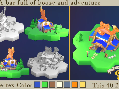 Stylized fantasy village 3D Model