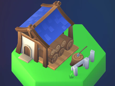 Stylized fantasy village 3D Model