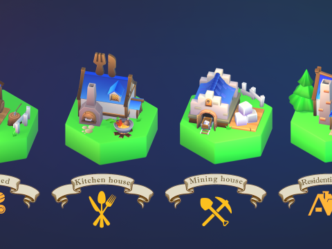 Stylized fantasy village 3D 모델