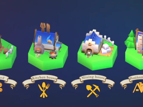 Stylized fantasy village 3D Model