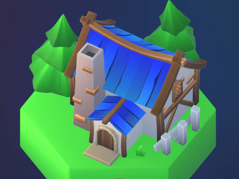 Stylized fantasy village 3D Model