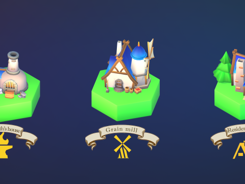 Stylized fantasy village 3D 모델