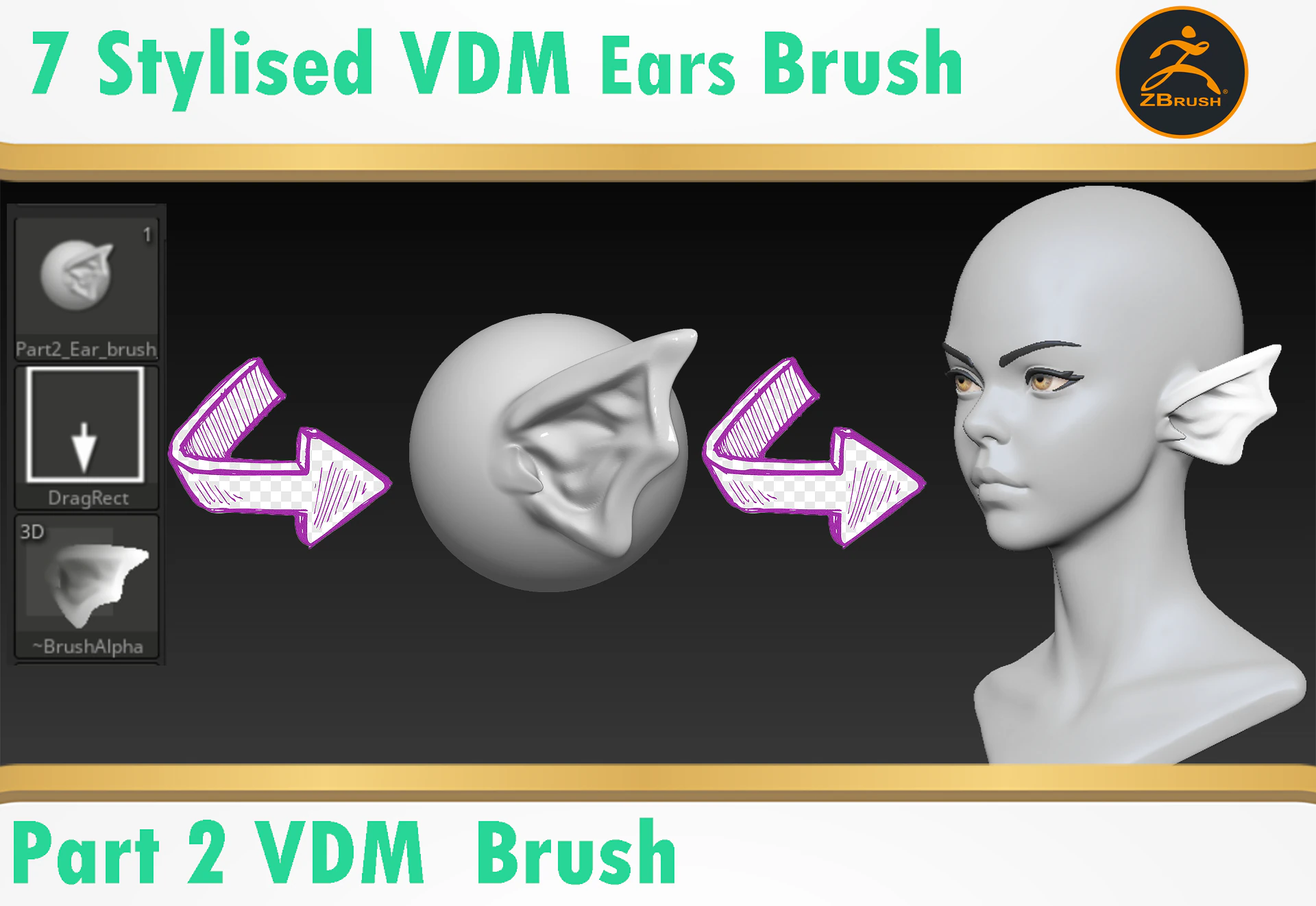 Stylized Ear Brush Part2 3D Model .c4d .max .obj .3ds .fbx .stl .blend 