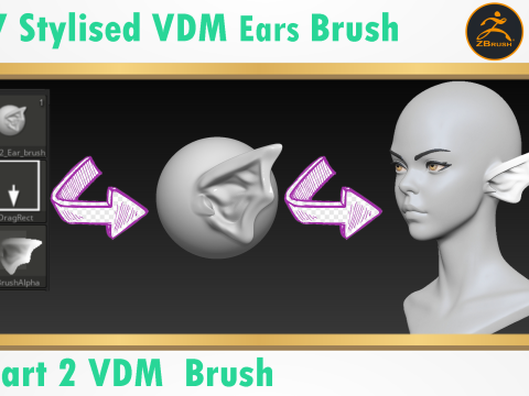 Stylized Ear Brush Part2 3D Model