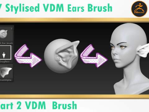 Escova de orelha estilizada Parte 2 Modelo 3D