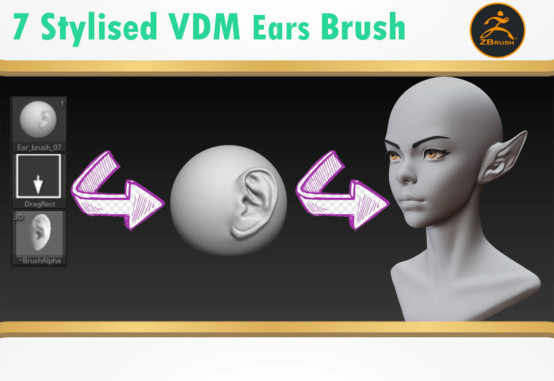 Stylized Ear Brush Part1 3D Model .c4d .max .obj .3ds .fbx .stl .blend