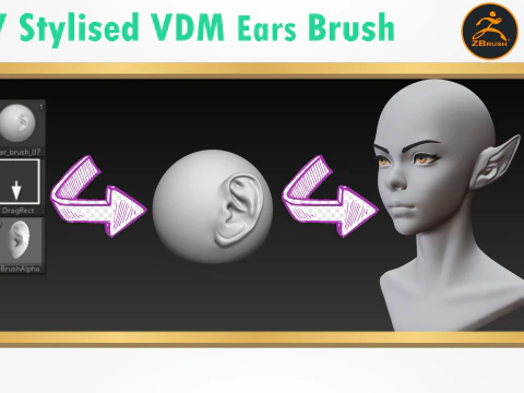 Стилизованная щетка для ушей, часть 1 3D Модель
