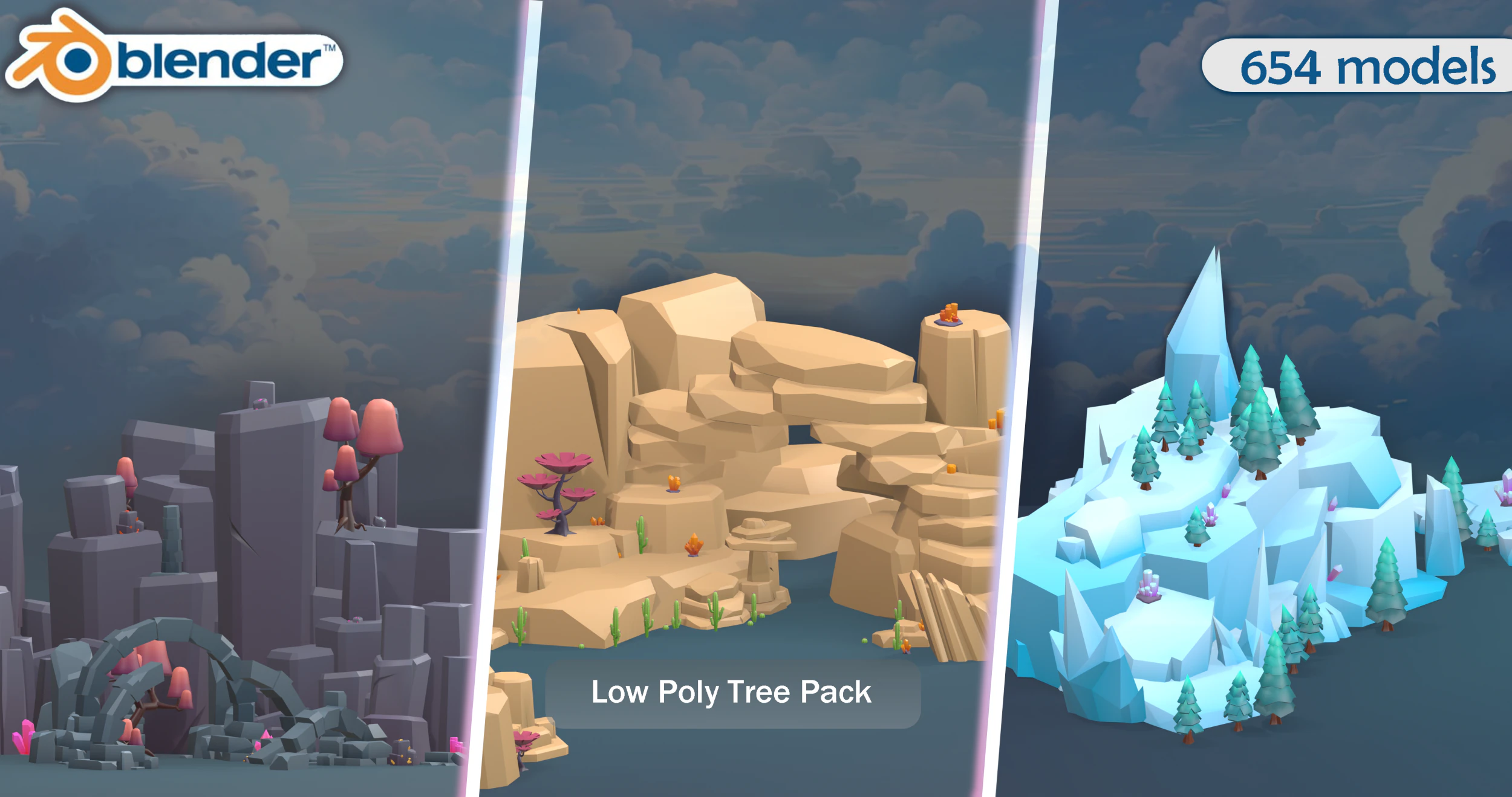 Low Poly Tree Pack 3D Model .c4d .max .obj .3ds .fbx .stl .blend 