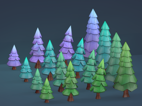 Low Poly Tree Pack 3D Model