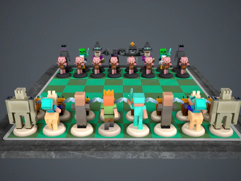Pacchetto scacchi Minecraft Modello di stampa 3D
