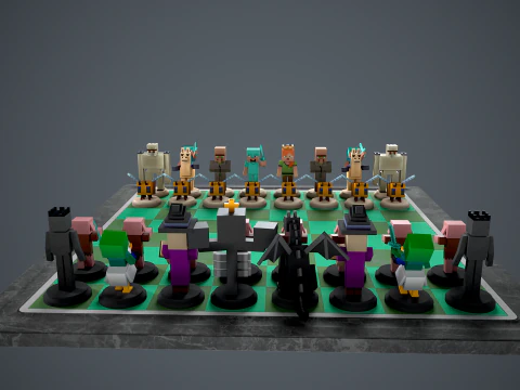 Pacchetto scacchi Minecraft Modello di stampa 3D