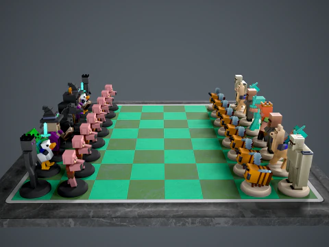 Pacchetto scacchi Minecraft Modello di stampa 3D