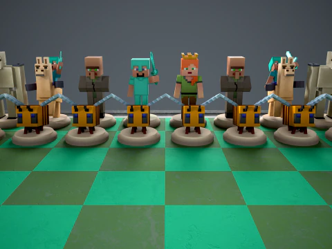 Pacchetto scacchi Minecraft Modello di stampa 3D