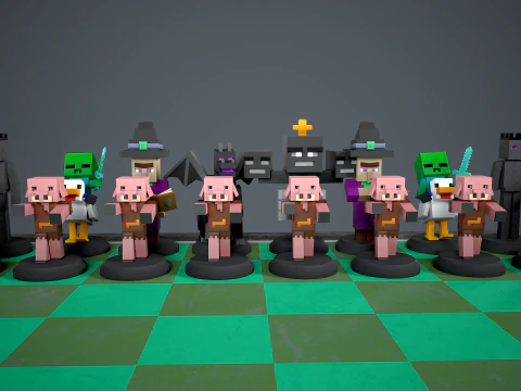 Pacchetto scacchi Minecraft Modello di stampa 3D
