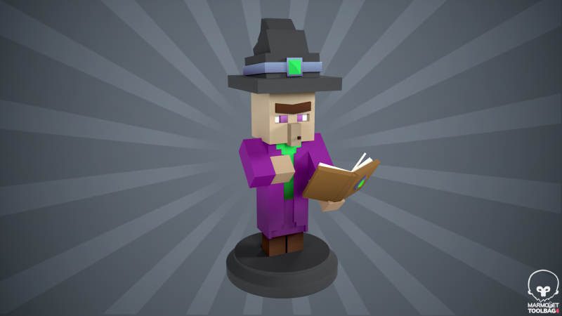 Patung Penyihir Minecraft Model Cetak 3D .c4d .max .obj .3ds .fbx .stl .blend 