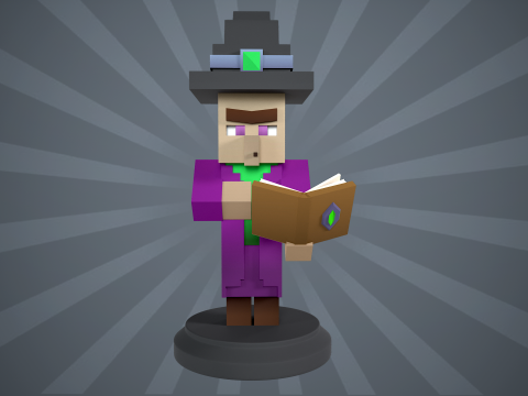 Patung Penyihir Minecraft Model Cetak 3D
