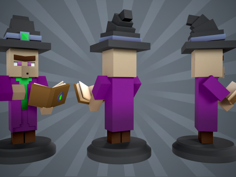 Patung Penyihir Minecraft Model Cetak 3D