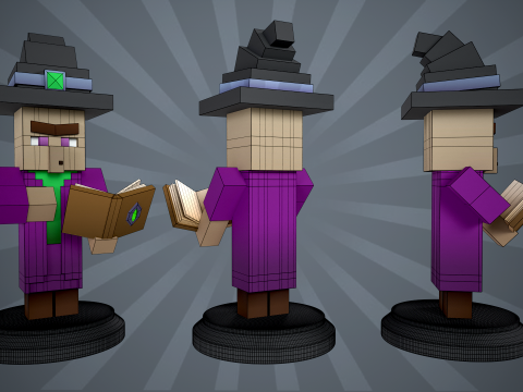 Patung Penyihir Minecraft Model Cetak 3D