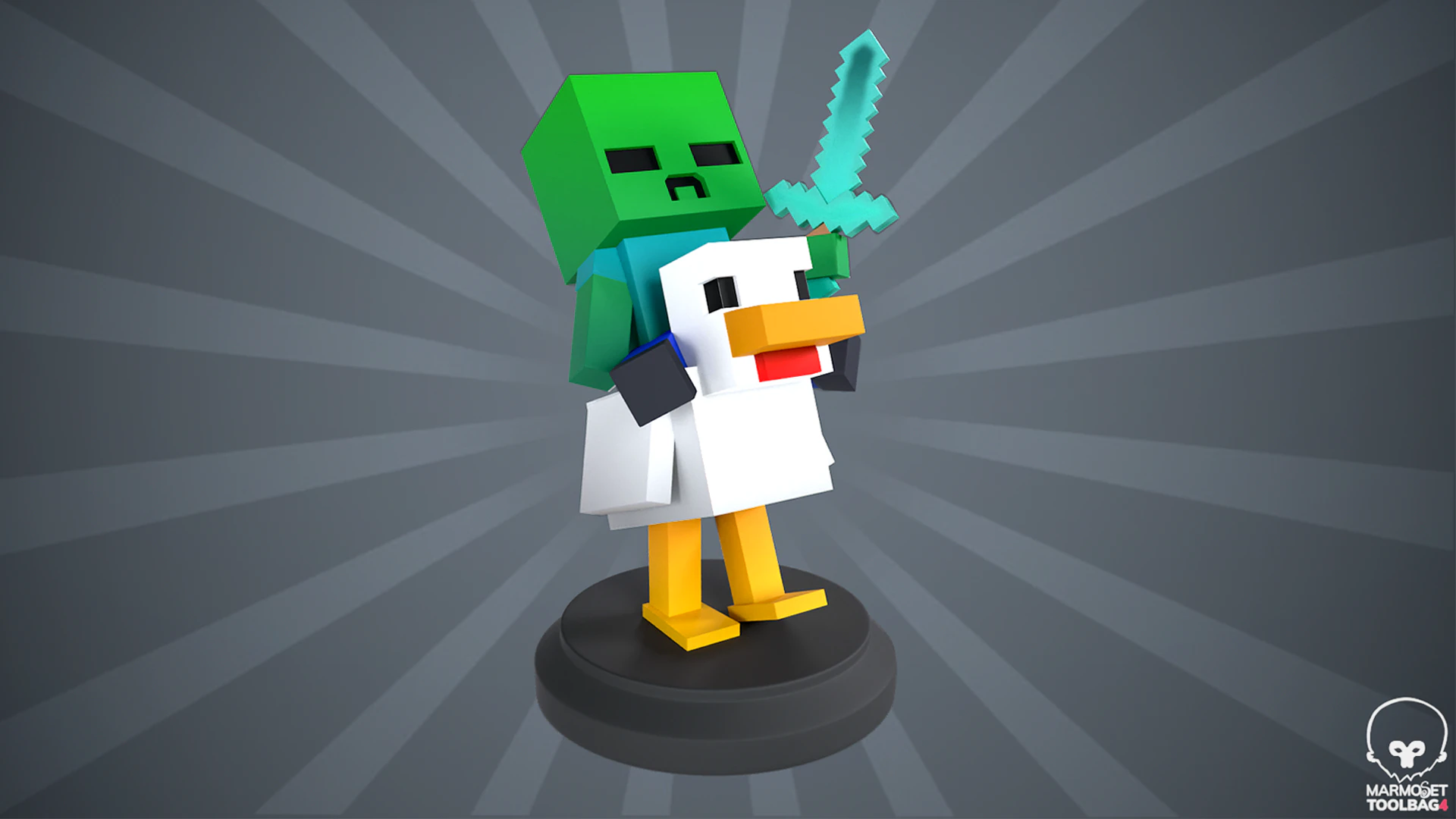 Jockey Minecraft Figure 3D Print Model .c4d .max .obj .3ds .fbx .stl .blend 