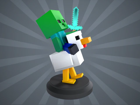 Jockey Minecraft Figure 3D Print Model