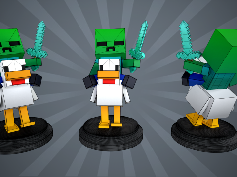 Jockey Minecraft Figure 3D Print Model